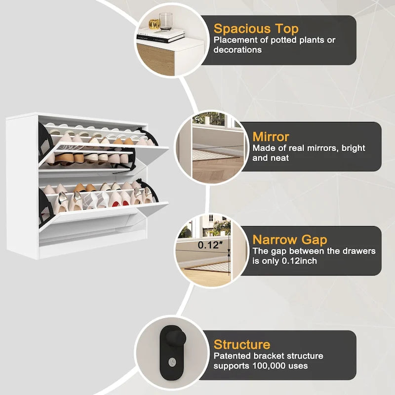 6-Tier Flip Door Shoe Storage Cabinet for Entryway and Bedroom