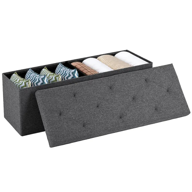 Storage Ottoman Bench with Lid – Gray, 30"W x 15"D x 15"H
