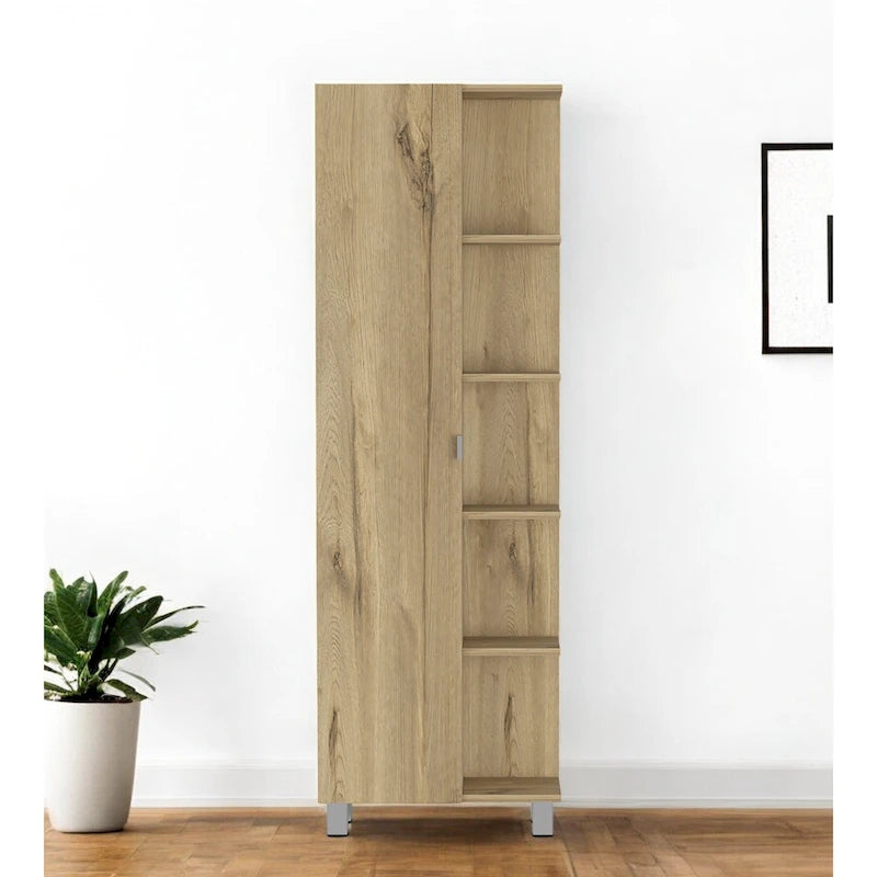 Mobile dispensa contenitore in legno di quercia da 62 pollici - 20.1" L x 62.2" A x 8.5" P