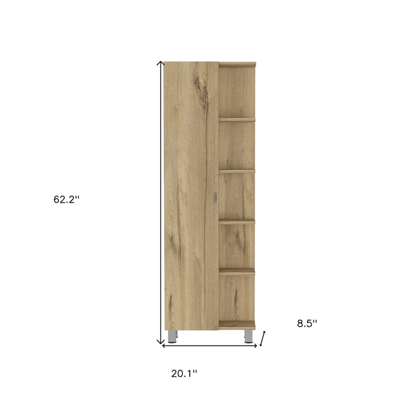 Mobile dispensa contenitore in legno di quercia da 62 pollici - 20.1" L x 62.2" A x 8.5" P