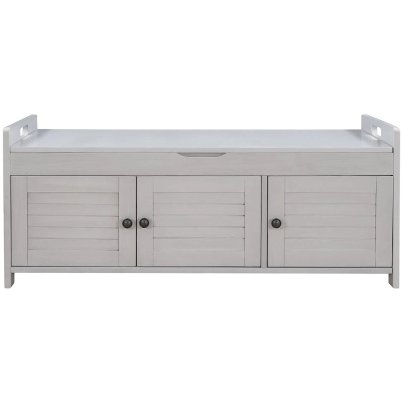 Storage Bench with 3 Shutter-Shaped Doors