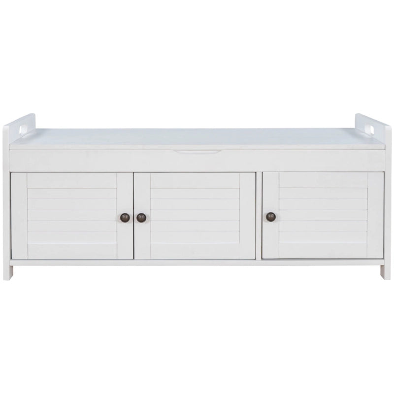 Storage Bench with 3 Shutter-Shaped Doors