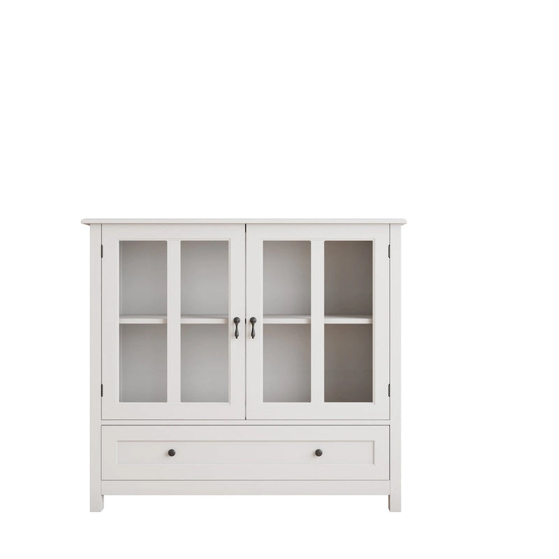 Buffet Storage Cabinet with Glass Doors and Retro Bell Handle