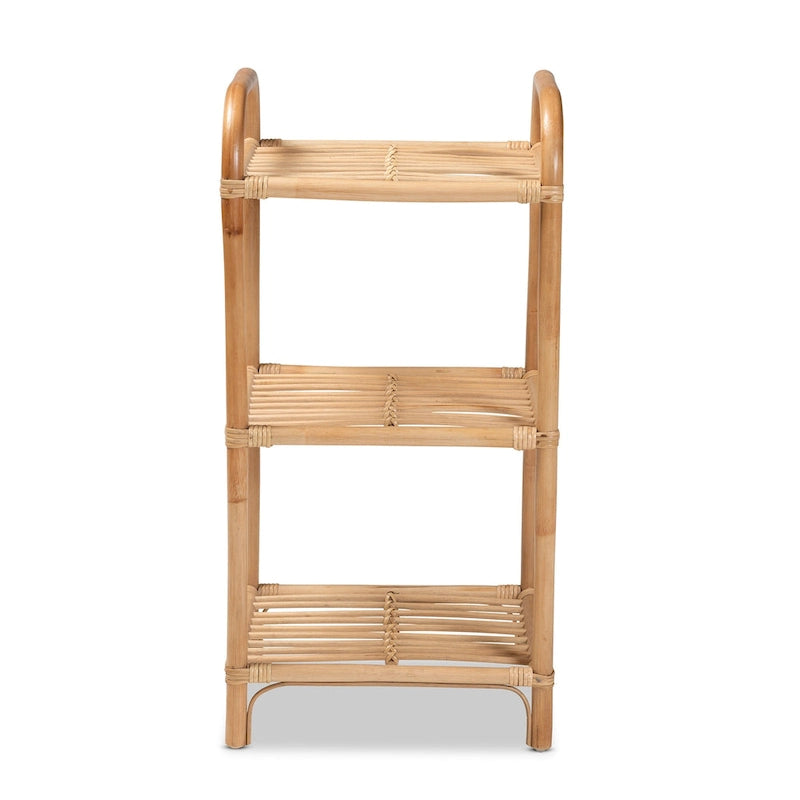 Natural Brown Rattan 3-Tier Display Shelf