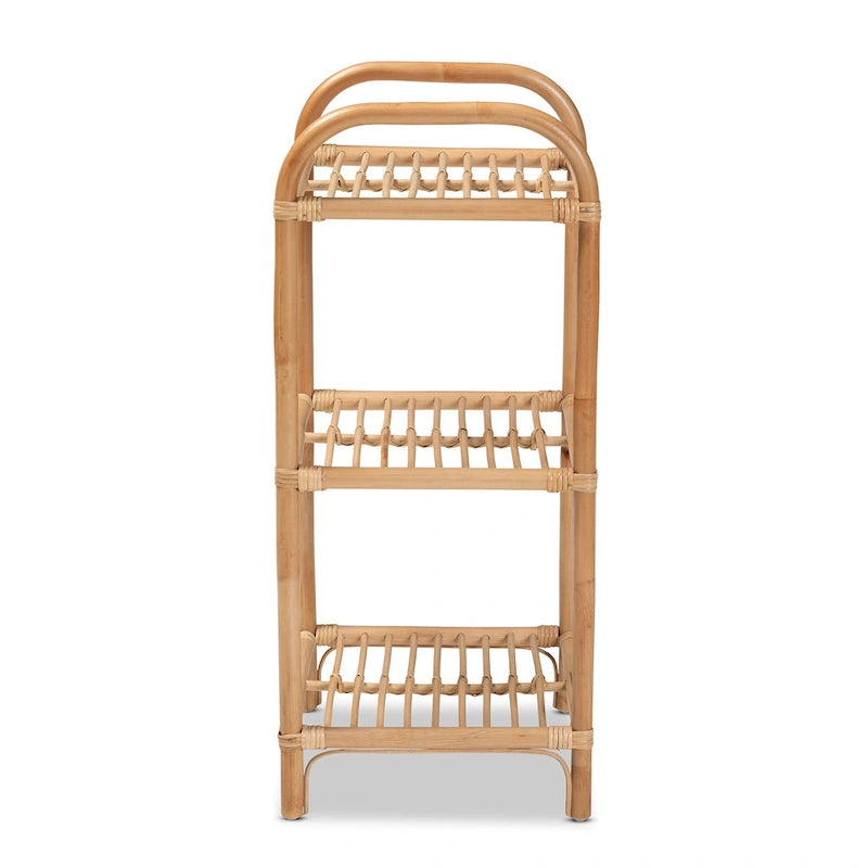 Natural Brown Rattan 3-Tier Display Shelf