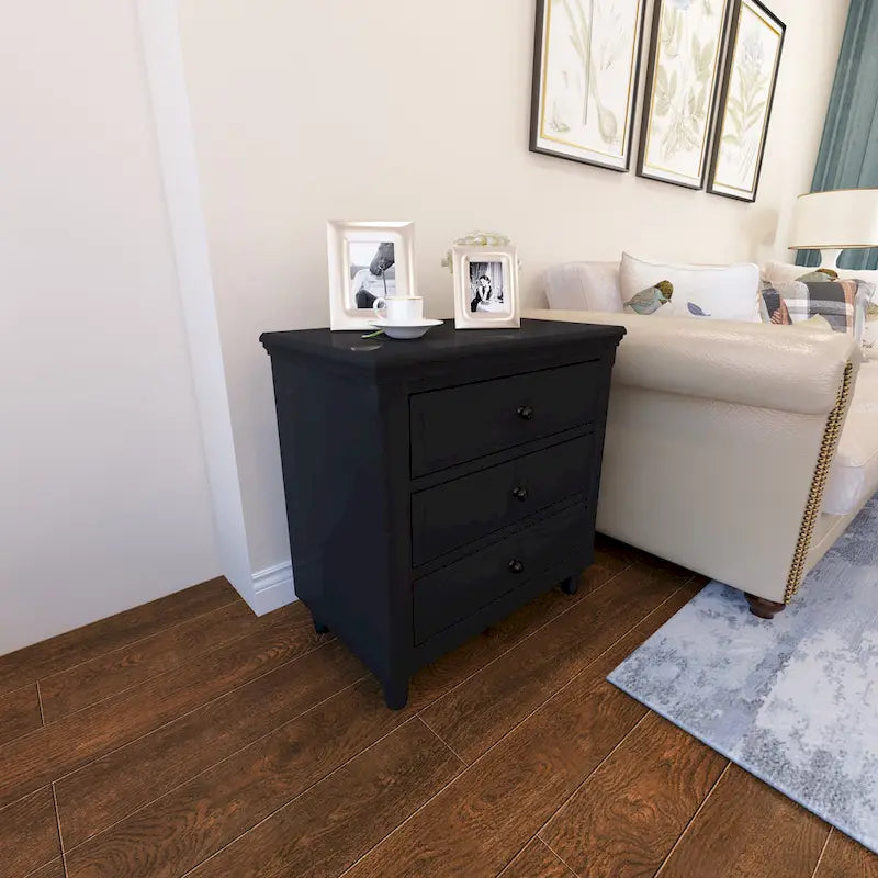 3-Drawer Nightstand with Storage Drawers