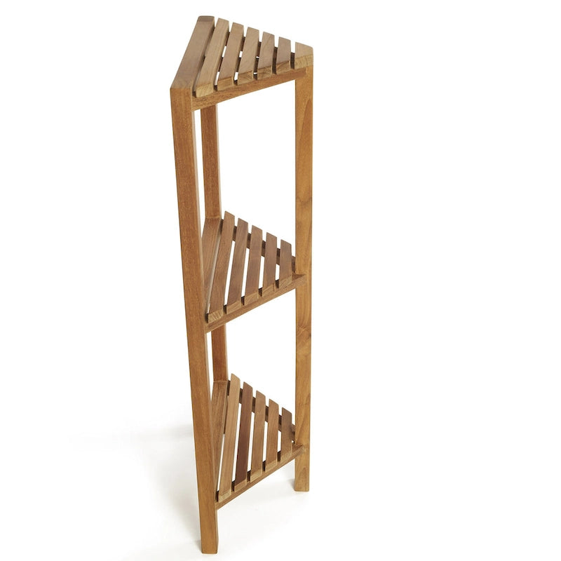 Teak Wood Corner Shelf 36" (90cm) - 3 Tiers