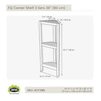 Teak Wood Corner Shelf 36" (90cm) - 3 Tiers