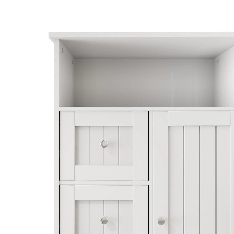 Meuble de rangement de salle de bains sur pied avec 3 tiroirs et placard