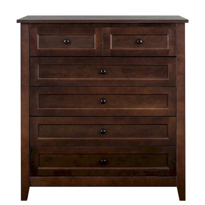 6-Drawer Storage Cabinet with Solid Wood and MDF Construction