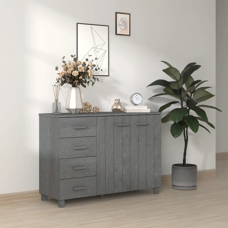 Solid Pine Wood Sideboard with Drawers and Doors – 44.5 x 15.7 x 31.5"