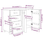 Credenza in legno massello di pino con cassetti e ante - 44.5 x 15.7 x 31.5"