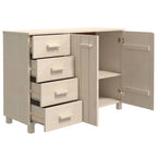 Credenza in legno massello di pino con cassetti e ante - 44.5 x 15.7 x 31.5"