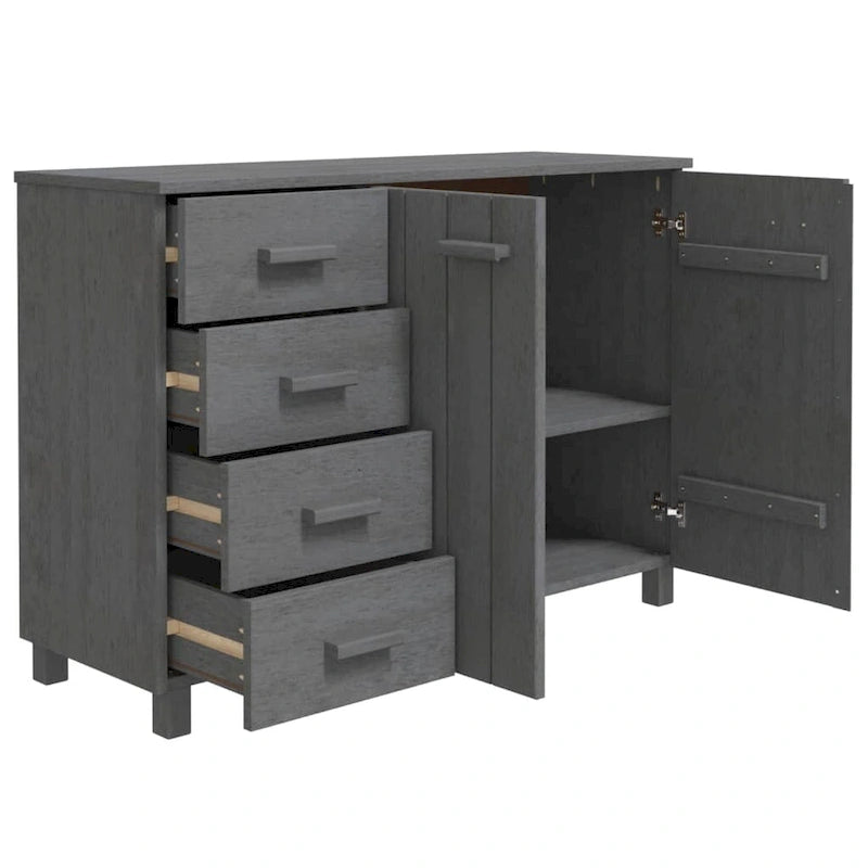 Credenza in legno massello di pino con cassetti e ante - 44.5 x 15.7 x 31.5"