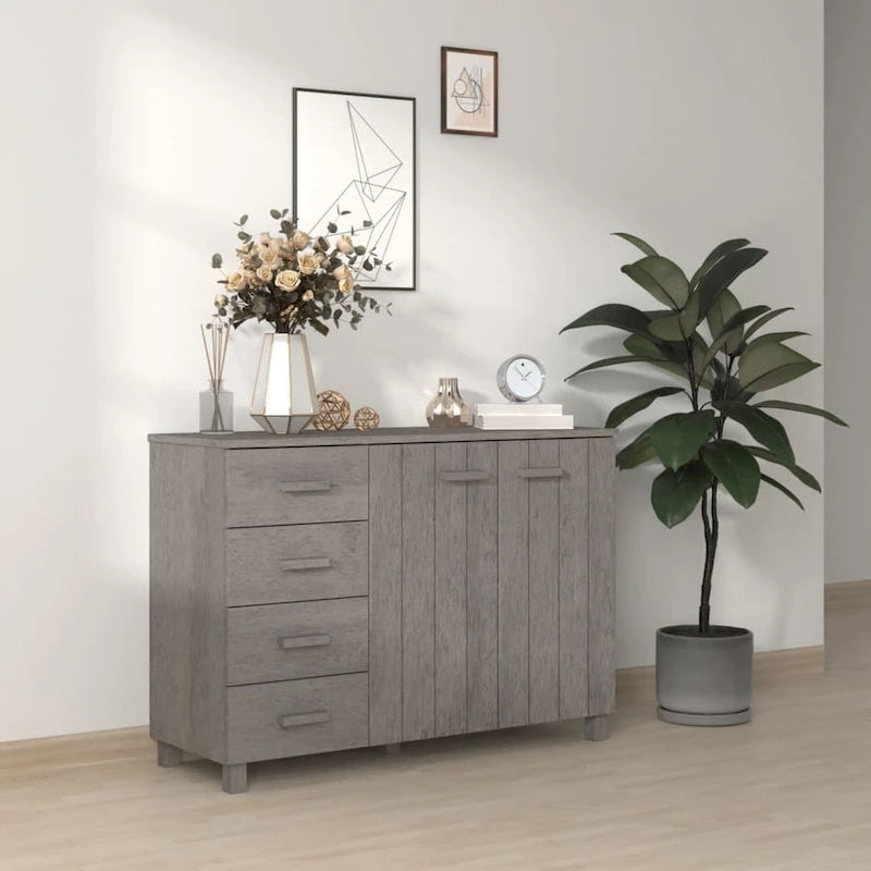 Credenza in legno massello di pino con cassetti e ante - 44.5 x 15.7 x 31.5"