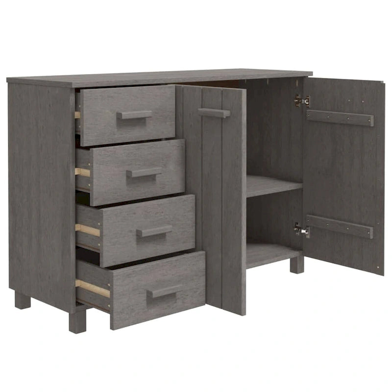 Credenza in legno massello di pino con cassetti e ante - 44.5 x 15.7 x 31.5"