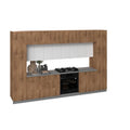 Set di mobili da cucina in teak naturale e nero, largo 12ft - 143x24