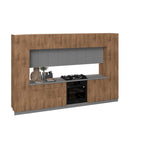 Set di mobili da cucina in teak naturale e nero, largo 12ft - 143x24