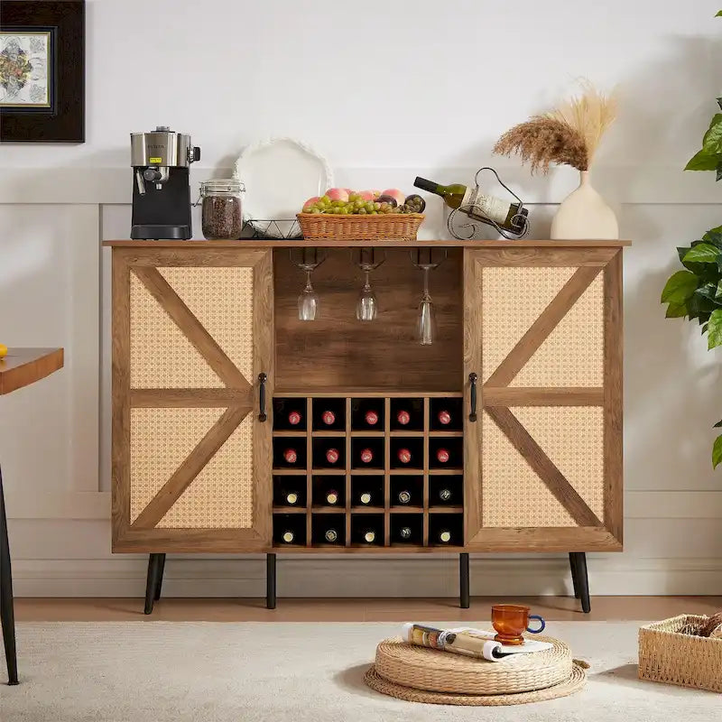 Freestanding Wine Rack Sideboard Cabinet with Storage