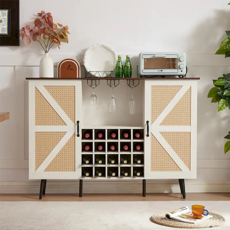 Freestanding Wine Rack Sideboard Cabinet with Storage