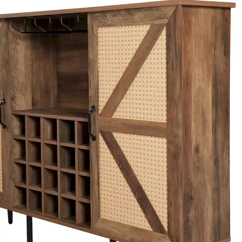 Freestanding Wine Rack Sideboard Cabinet with Storage