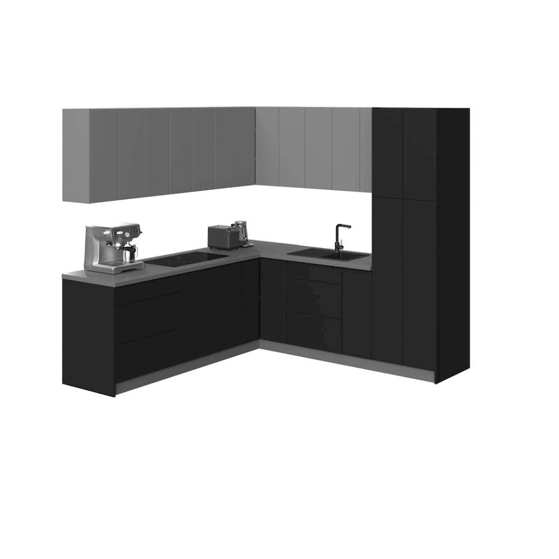 Modern Kitchen Cabinet Set – Black, 96" x 96"