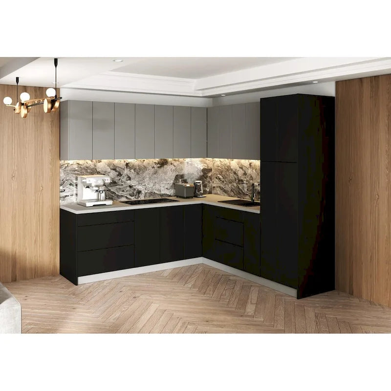 Modern Kitchen Cabinet Set – Black, 96" x 96"
