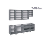 Ensemble de meubles de cuisine contemporains - finition teck naturel, largeur de 9.5 pieds