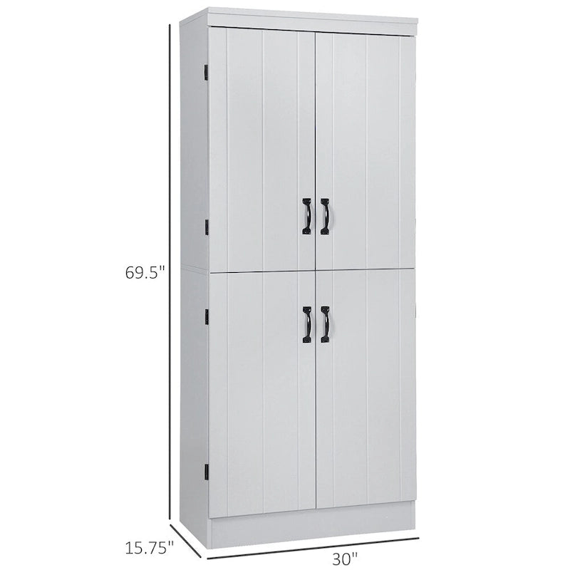 Freestanding Kitchen Pantry with 6-Tier Shelving and 2 Adjustable Shelves