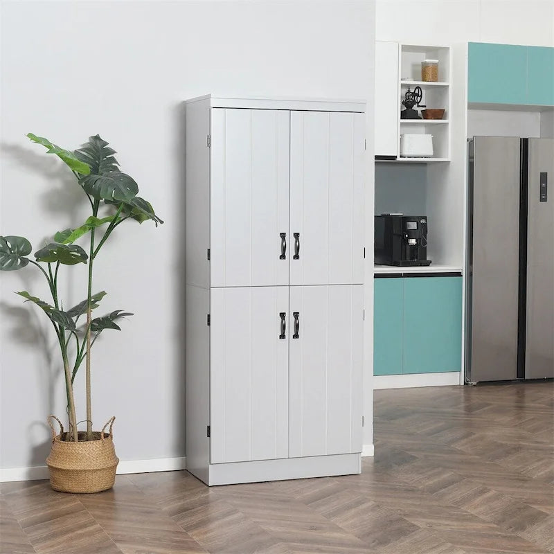 Freestanding Kitchen Pantry with 6-Tier Shelving and 2 Adjustable Shelves