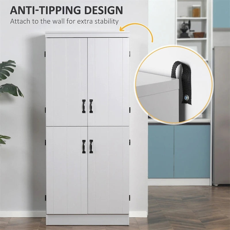 Freestanding Kitchen Pantry with 6-Tier Shelving and 2 Adjustable Shelves