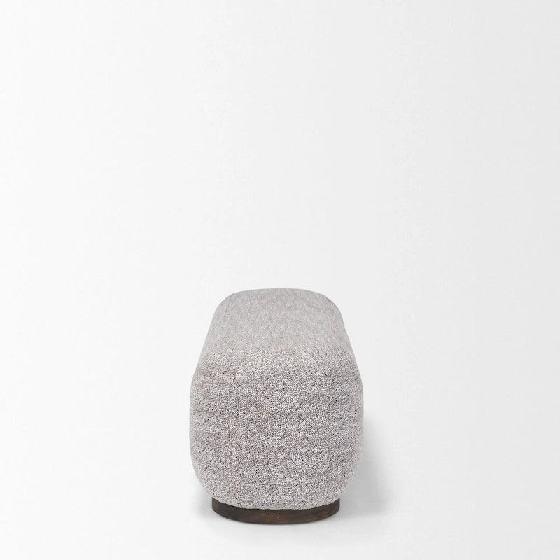Gray Fabric Oblong Bench with Dark Brown Wood Base