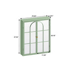 Two-Door Wall Cabinet with Mirror – 23.62" W, Three-Tier Storage, Green
