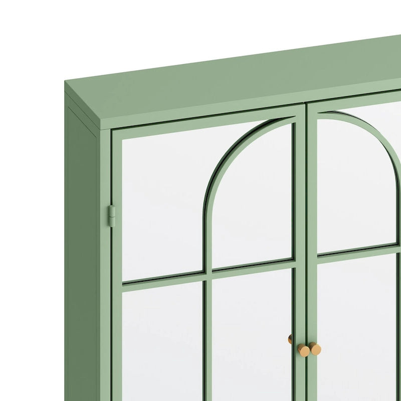 Two-Door Wall Cabinet with Mirror – 23.62" W, Three-Tier Storage, Green
