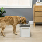 Station d'alimentation pour chien avec tiroir de rangement et 2 bols surélevés en acier inoxydable pour grands chiens