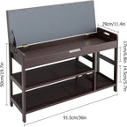 Entryway Storage Bench with Shoe Rack - 11.4D x 36W x 19.7H