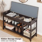 Entryway Storage Bench with Shoe Rack - 11.4D x 36W x 19.7H