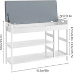 Entryway Storage Bench with Shoe Rack - 11.4D x 36W x 19.7H