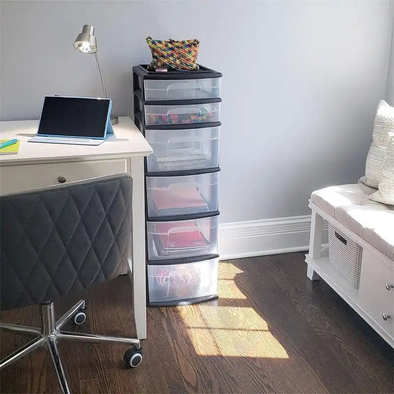 Organizer contenitore in plastica con 6 cassetti