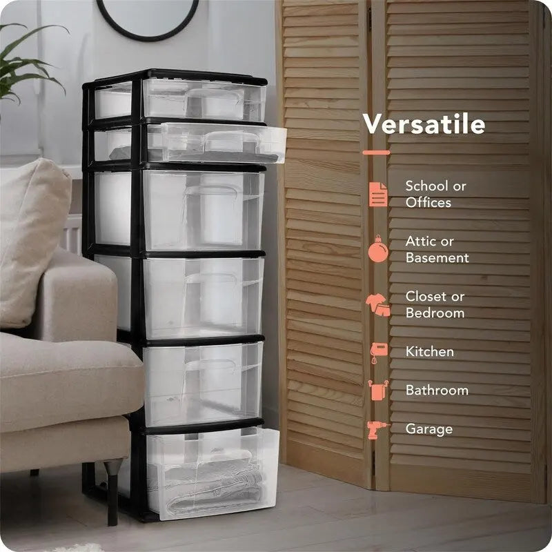 Organizer contenitore in plastica con 6 cassetti