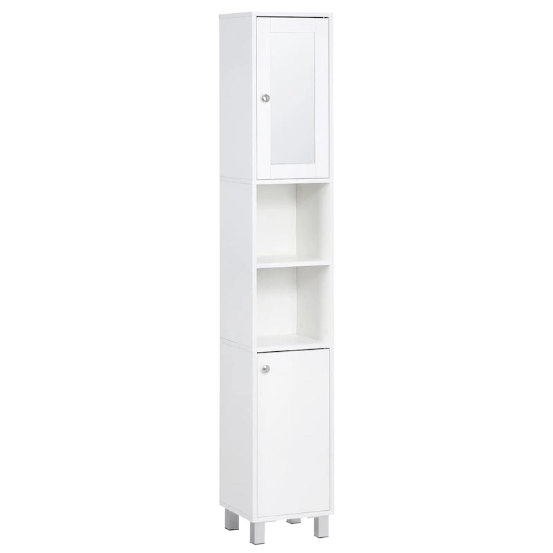 Meuble de rangement de salle de bains sur pieds avec miroir