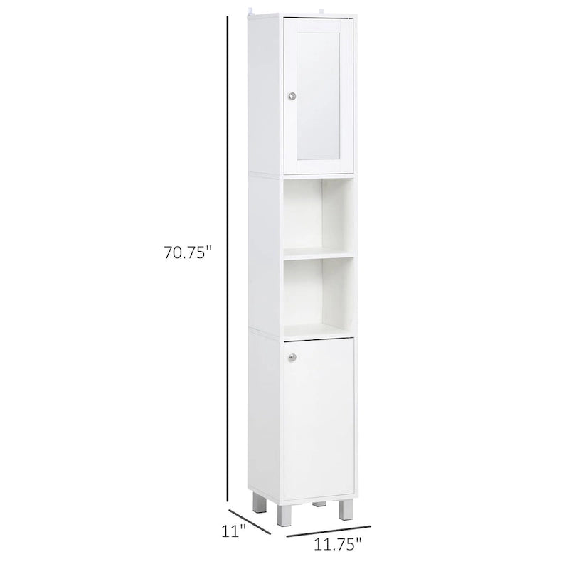 Meuble de rangement de salle de bains sur pieds avec miroir