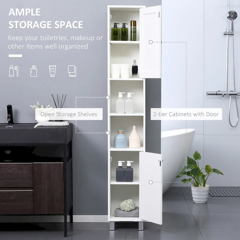 Meuble de rangement de salle de bains sur pieds avec miroir