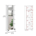 Mirror Cabinet with Interior and Exterior Shelves - White