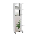 Mirror Cabinet with Interior and Exterior Shelves - White