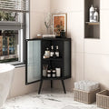 Meuble d'angle avec porte en verre trempé et étagères de rangement pour salle de bains, salon et chambre