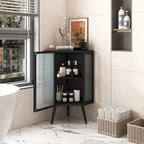Meuble d'angle avec porte en verre trempé et étagères de rangement pour salle de bains, salon et chambre