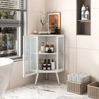 Meuble d'angle avec porte en verre trempé et étagères de rangement pour salle de bains, salon et chambre