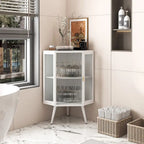Meuble d'angle avec porte en verre trempé et étagères de rangement pour salle de bains, salon et chambre