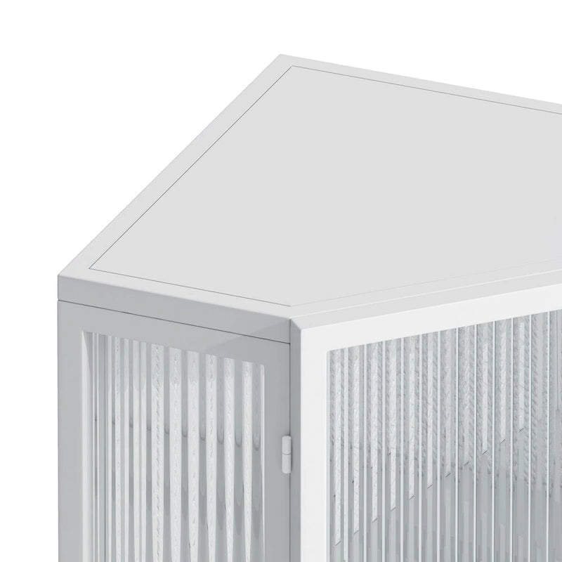 Meuble d'angle avec porte en verre trempé et étagères de rangement pour salle de bains, salon et chambre